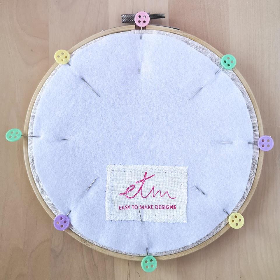 Backing the hoop with felt
