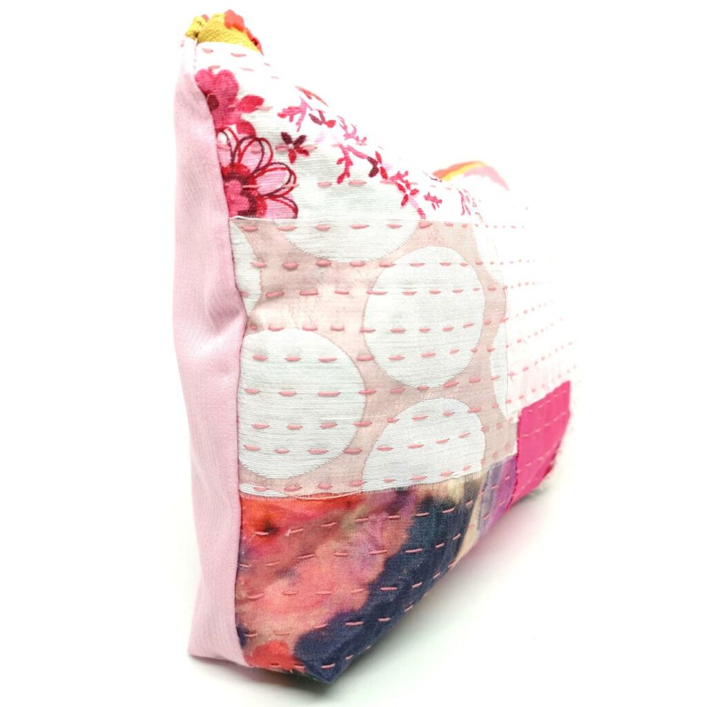 Pink embroidered toiletry bag