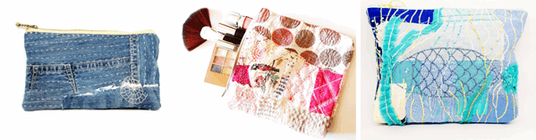 Embroidered zipper pouches