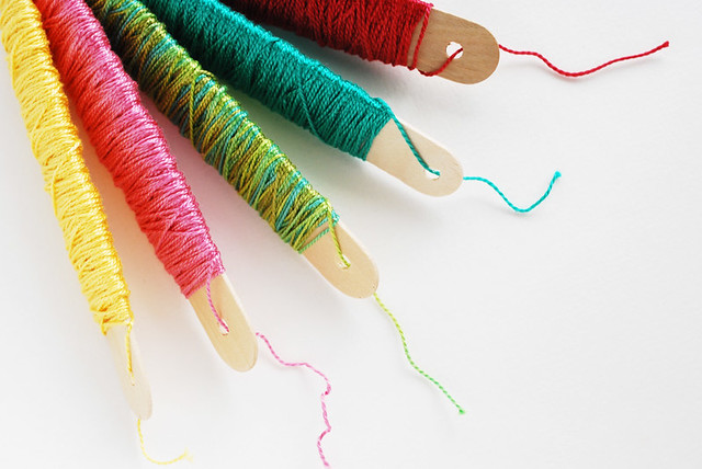 Floss on craft stick spools