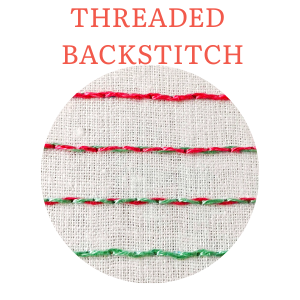 Threaded backstitch hand embroidery