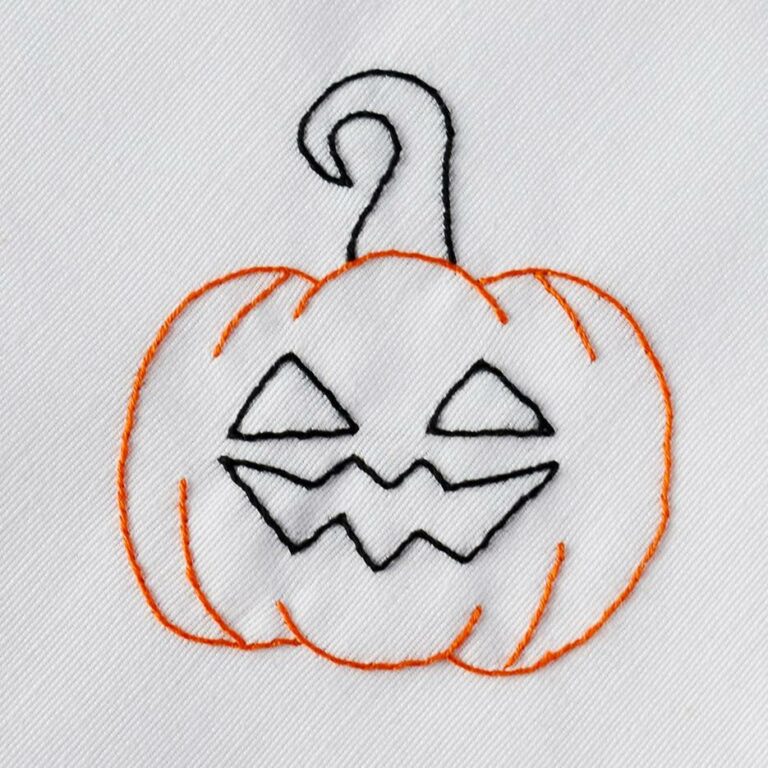 How can we make Halloween more sustainable? 9 Carved face Halloween pumkin design for hand embroidery