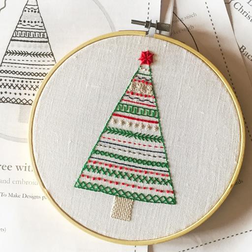 How to wash hand embroidery 5 Christmas tree with a star hand embroidery pattern and instructions